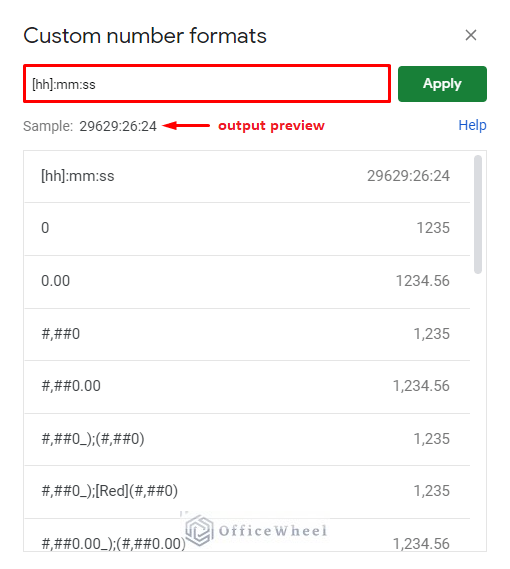 setting the custom time format